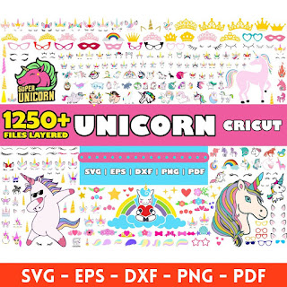 Unicorn mega big bundle svg png clipart Cricut Silhouette dxf instant download