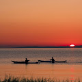 Sun Set in Sea Boat Wallpaper