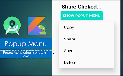Popup Menu using menu.xml | Android Studio | Java