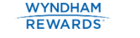 Image shows screenshot of Wyndham Rewards  blue logo on white background
