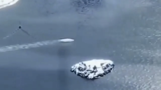 This is a great UFO sighting in Canada which is just above the water.