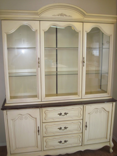 white small china cabinet with drawer