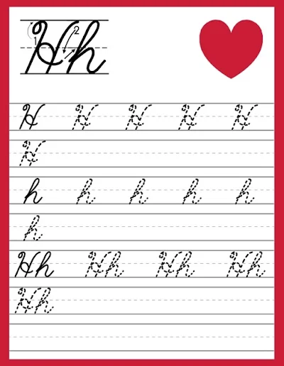 Cursive Tracing Guide: Letter H