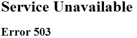 Error 503 Service Unavailable