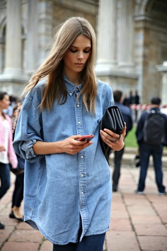 Large Blue Jeans Shirt for Ladies