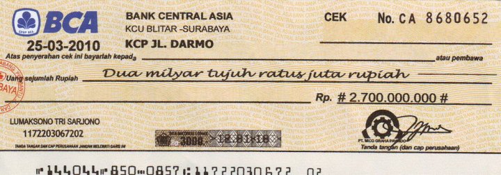 Contoh surat cek dari bank bca cek berasal dari bahasa perancis cheque