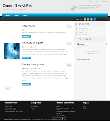 SketchPad free blogger template convert from wordpress theme to blogger with 4 column footer blogger template