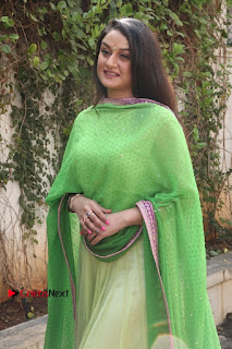 Actress Sonia Agarwal Stills in Green Anarkali Dress at Agalya Tamil Movie Launch  0008.jpg