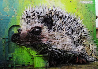 Porcupine Character Graffiti Street Art by Bordalo II