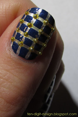 checker and microbead manicure