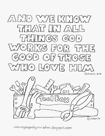 An illustration of Romans 8:28 to print and color.