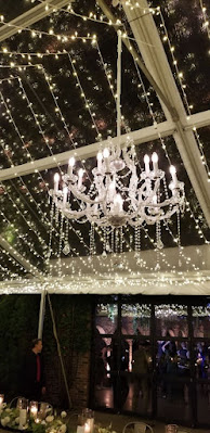 40" Chrystal Chandeliers & A Canopy of Mini-LED String Lights - The Foundry (Tent)