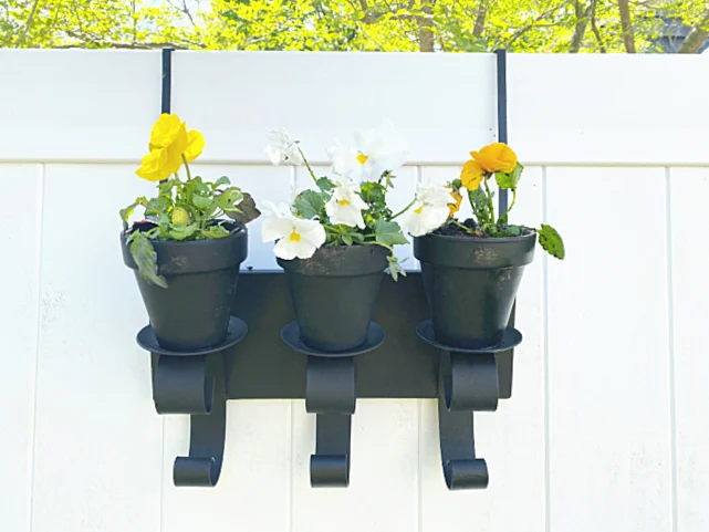 hanging planter with real pansies