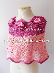 pelerine em croche, pelerine com flores