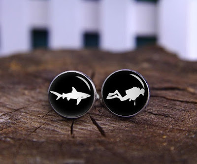 Scuba Diver and Shark Cufflinks