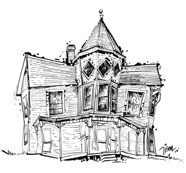 Line Drawing Old House