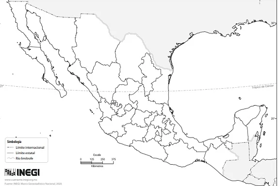 Mapas de la República Mexicana en Blanco y Negro