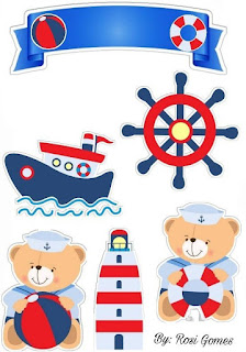 Baby Sailor Bear Free Printable Cake Toppers. 