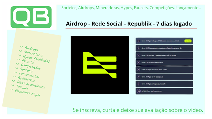 Airdrop - Rede Sociais - Republik - 7 dias logado