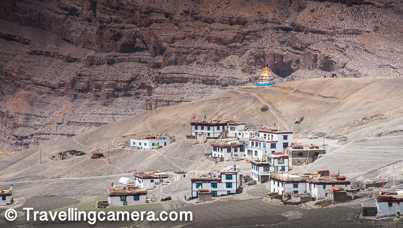 After the steep climb, we reached in pains on the top of the hill. We could see this huge statue of Budha for long time when we were driving towards Lagza village. What is see above is Lagza village. So Budhha is sitting on top hill near the village and all houses around are spread in surrounding hills of Langza. One can go close to this statute and drive down into the village.