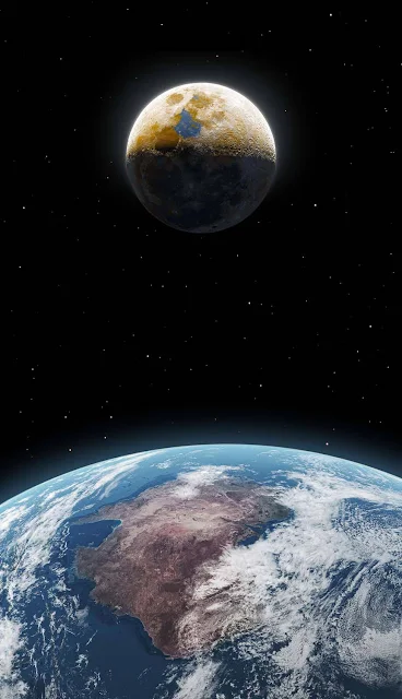 Papel de Parede Planeta Terra, Lua, Universo, Espaço, Satélite, Wallpaper Celular