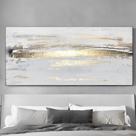 Shop White Gold Wall Art Painting on Canvas - Noho Art Gallery