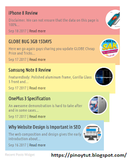  5 Design Recent Post Widgets Code For Blogger