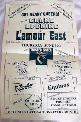 L'amour East in Queens, New York grand opening flyer... Twisted Sister opened up the club... June 30, 1983