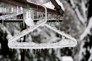 hanger outside after ice storm