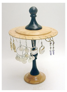 cherry wood rotating earring display