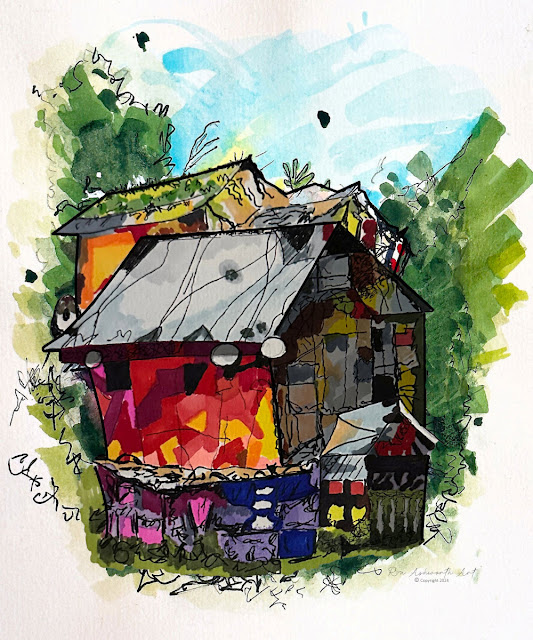 a shack in the woods