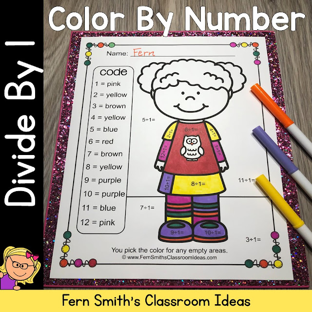 Click Here to Download This Color By Number Divide By 1 Math Resource For Your Class Today!