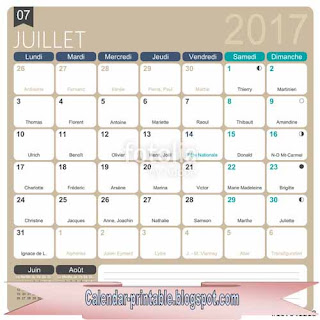 Free Printable Calendar July 2017