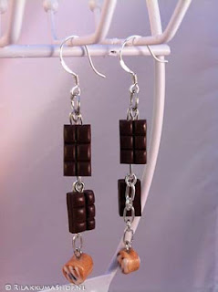 Kawaii cute Chocolate Bars & Cinnamon Rolls Sticky Bun earrings