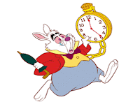 Late rabbit running with a watch