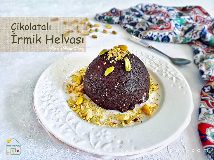 Çikolatalı İrmik Helvası / Turkish Chocolate Semolina Halva (Halvah) | Çitra's Home Diary. #halvah #halva #chocolatehalva #çikolatalıhelva #semolinapudding #turkishfoodrecipe #resepmasakanturki #dessert #turkishdessert