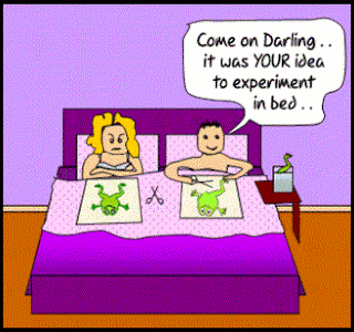 experiment in bed, funny picture, cartoon, relationships