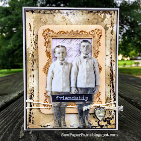 Frilly and Funkie: Saturday Showcase - Mixed Media Foiling Technique with SewPaperPaint #mixedmedia #timholtz #cardmaking #tutorial #technique #ideaology #rangerink #foiling #gluestick #sizzix #foundrelatives #paperdolls #distressink #distressoxide #vintage #stencil #diecut #cards #sewpaperpaint #autumnclark