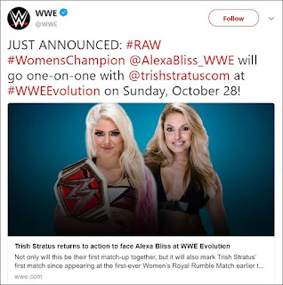 WWE Evolution - Alexa Bliss .vs. Trish Stratus Announced