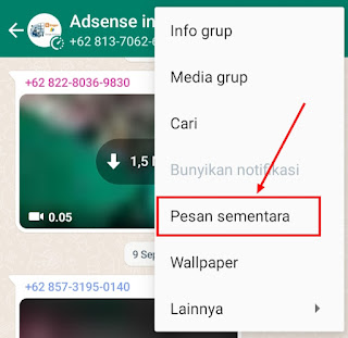 4. Cara Mengaktifkan Pesan Sementara di WhatsApp HP Android