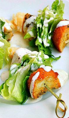 Chicken Caesar Salad on a Stick