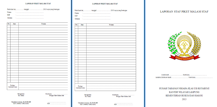 Contoh Buku Laporan Piket Malam Staf Rutan Kotabumi