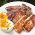 Perfect keto breakfast.  Egg, Beef & bread.