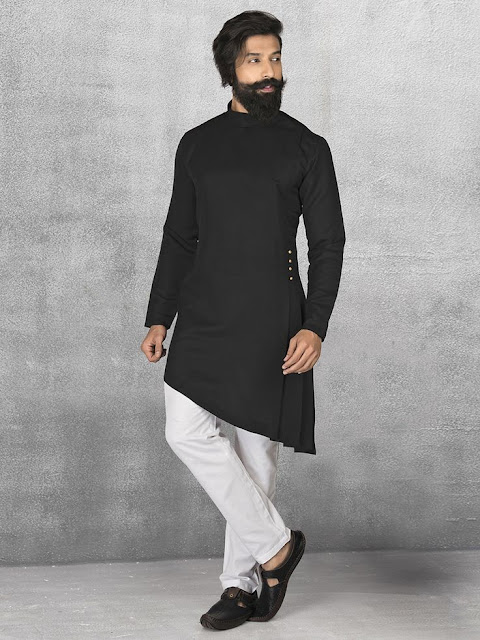 Black Kurta Pajama Design Style for Man's Fashion Images