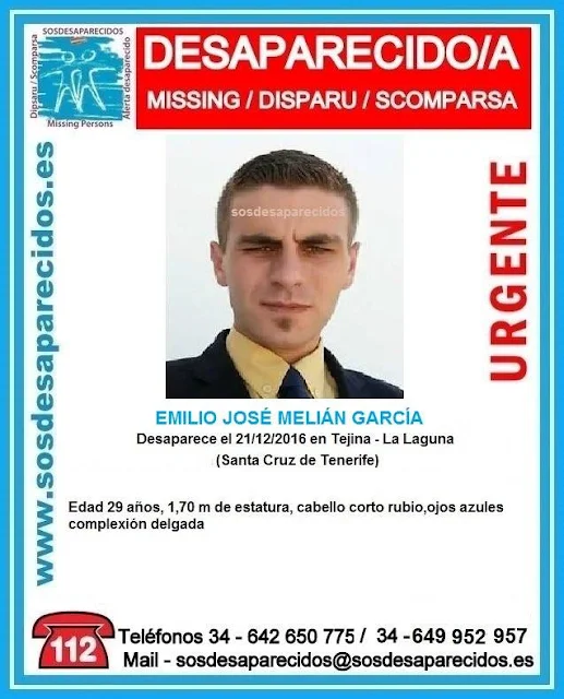 Emilio José Melíán Garcia hombre desaparecido en Tejina, La Laguna, Tenerife