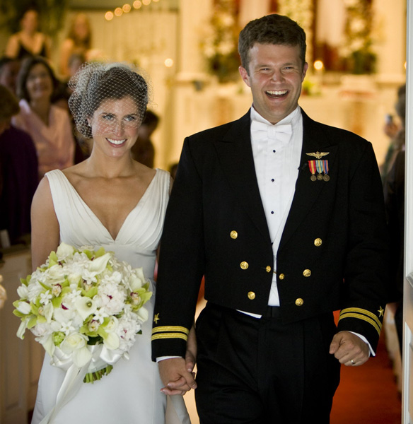tan and navy wedding