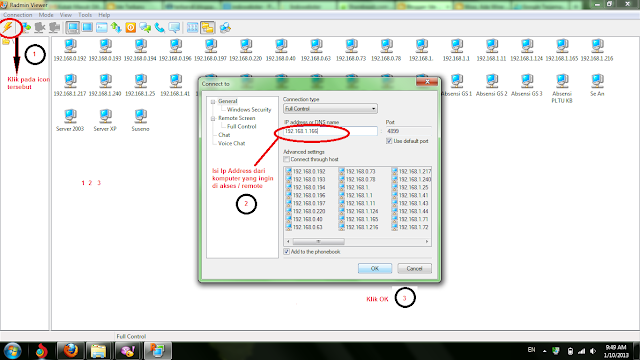 Mengendalikan komputer dalam 1 network dengan menggunakan Radmin, Remote access