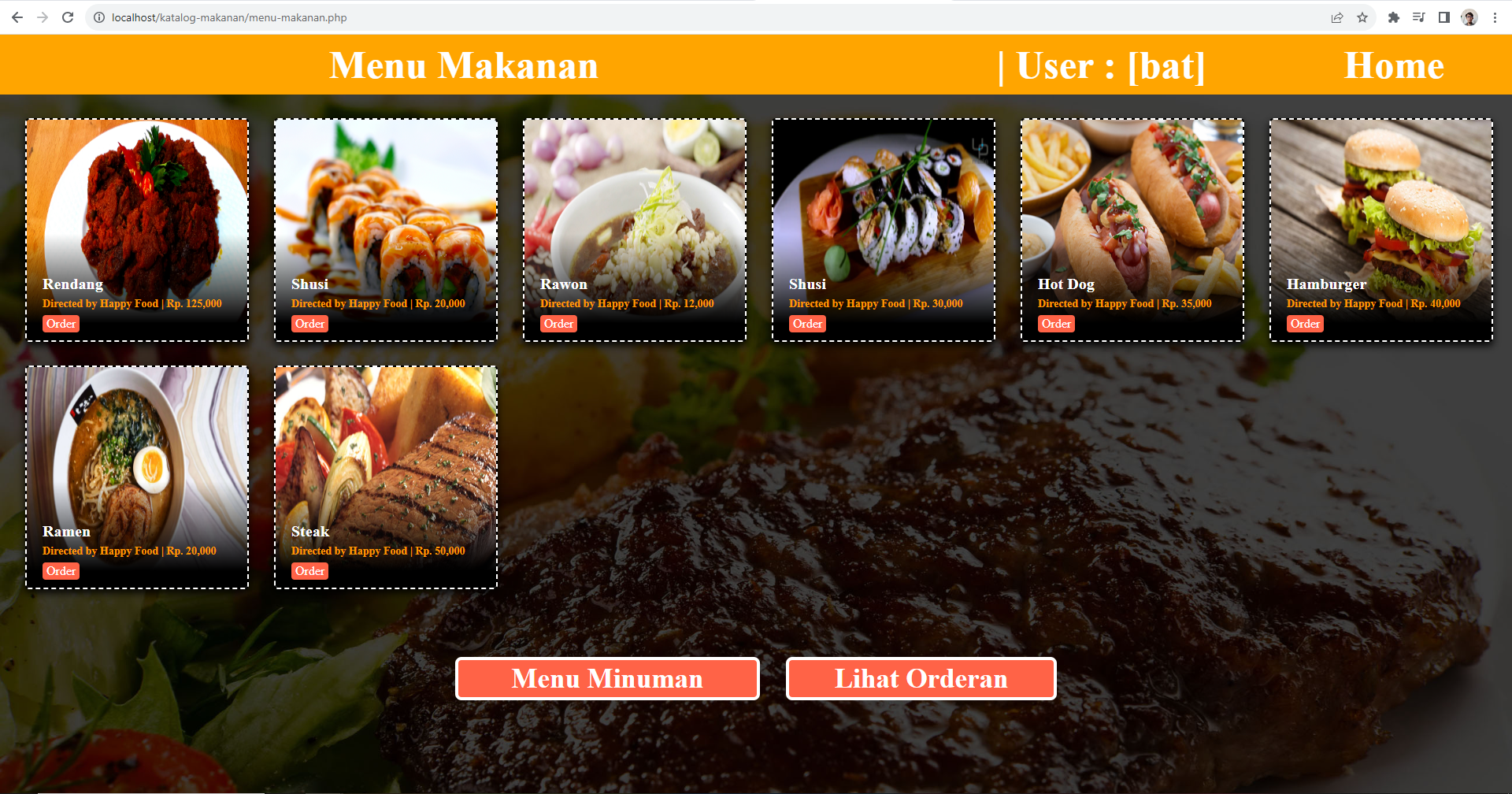 Aplikasi Sistem Pemesanan Makanan PHP