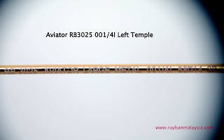 Genuine RayBan Aviator 001/4I left temple