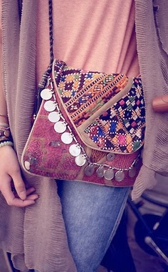 Tribal Print Bag With Oversize Sweater